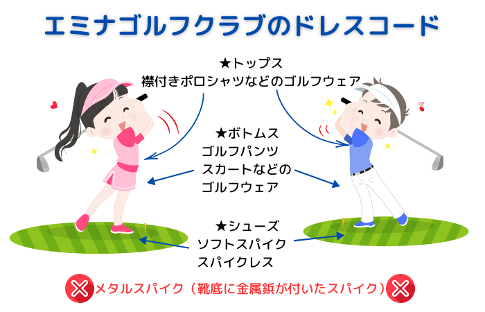 エミナゴルフクラブのドレスコードイラスト解説